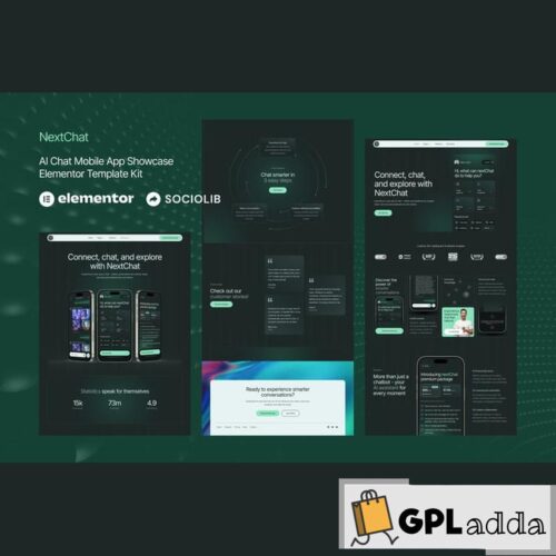 NextChat - AI Chat Mobile App Showcase Elementor Template Kit