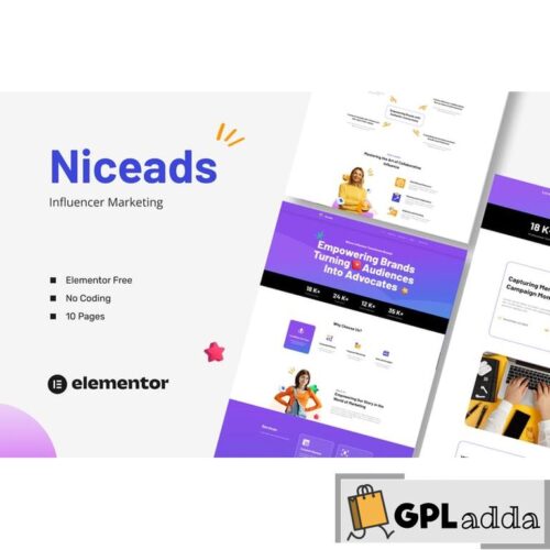 Niceads - Influencer Marketing Elementor Template Kit