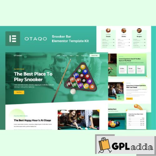 Otaqo - Snooker & Pool Bar Elementor Pro Template Kit