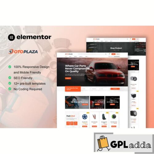 OtoPlaza - Auto Parts Store & Accessories Elementor Pro Template Kit