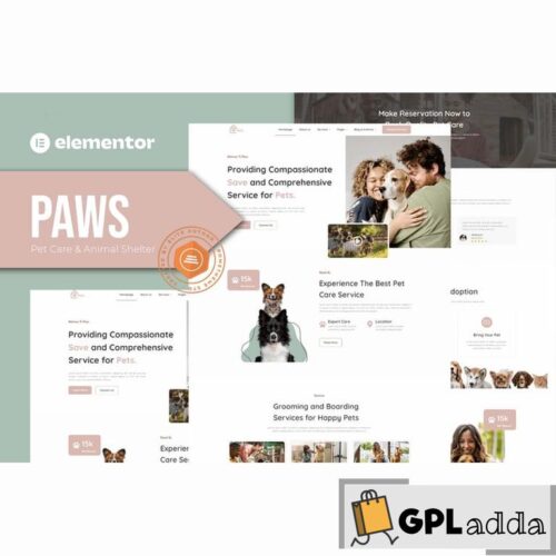 Paws - Pet Care and Animal Shelter Elementor Template Kit