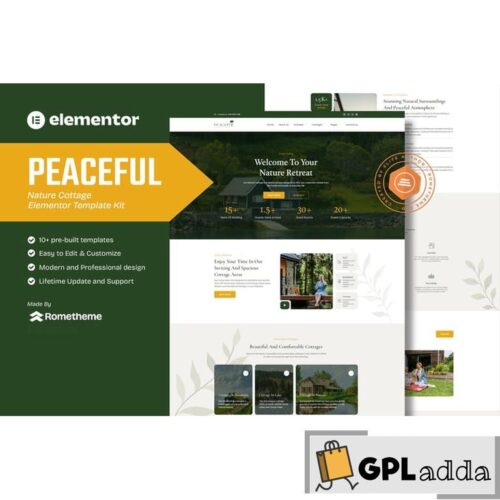 Peaceful - Nature Cottage Elementor Template Kit