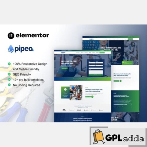 Pipeo - Plumbing Service Elementor Pro Template Kit