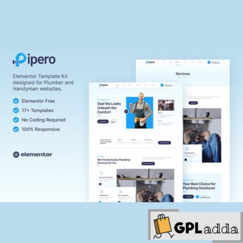 Pipero - Plumber & Handyman Services Elementor Template Kit