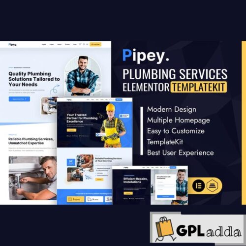 Pipey - Plumber Services Elementor Template Kit