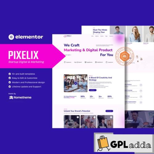 Pixelix - Startup Digital Agency Elementor Template Kit