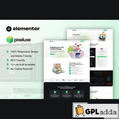 Pixeluxe - 3D Design Studio Elementor Pro Template Kit