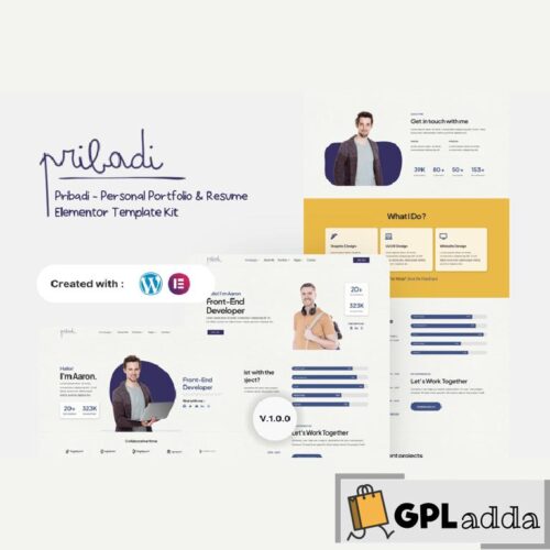 Pribadi - Personal Portfolio & Resume Elementor Template Kit