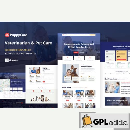 PuppyCare - Vetenarian & Pet Care WordPress Elementor Template Kit