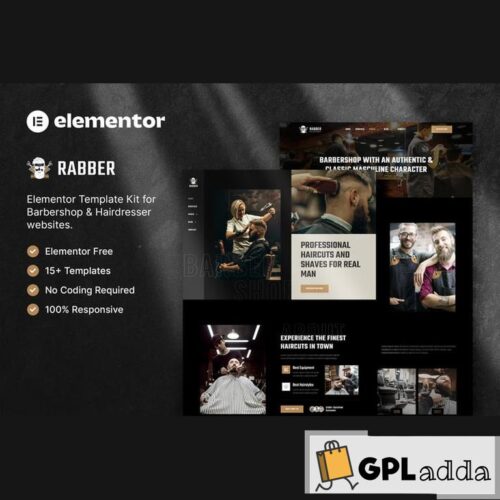 Rabber - Barbershop & Hairdresser Elementor Template Kit