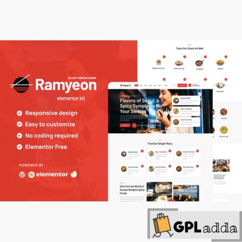 Ramyeon - Korean Restaurant Elementor Template Kit