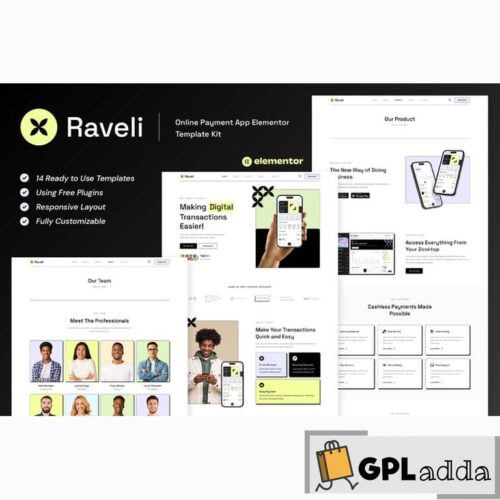 Raveli - Online Payment App Elementor Template Kit