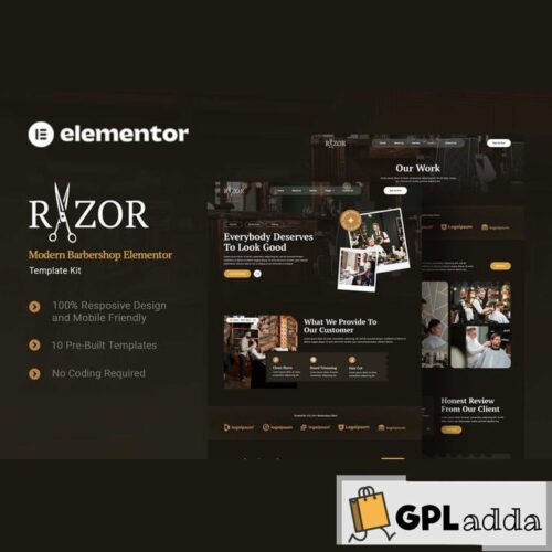 Razor - Modern Barbershop Elementor Template Kit