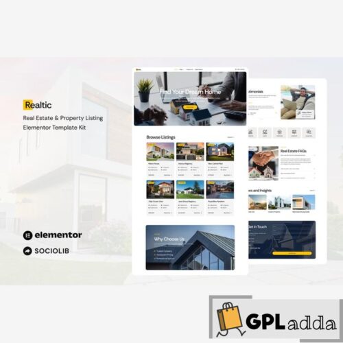 Realtic - Real Estate & Property Listing Elementor Template Kit