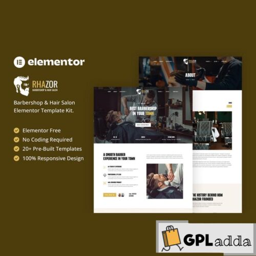 Rhazor - Barbershop & Hair Salon Elementor Template Kit