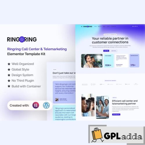 Ringring - Call Center & Telemarketing Elementor Pro Template Kit