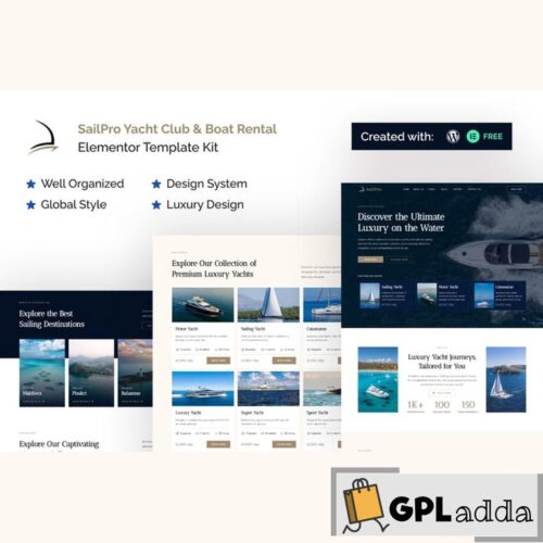 Sailpro - Yacht Club & Boat Rental Elementor Template Kit