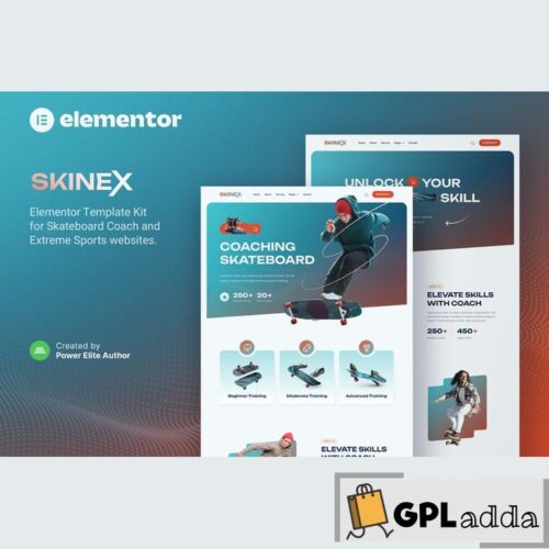 Skinex - Skateboard Coach & Lessons Elementor Template Kit