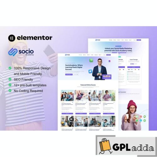 SocioAcademy - Social Media Management Course Elementor Template Kit