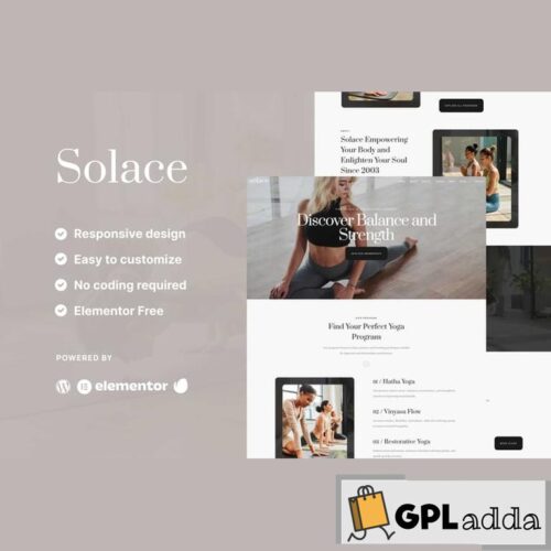 Solace - Yoga Teacher & Studio Elementor Template Kit