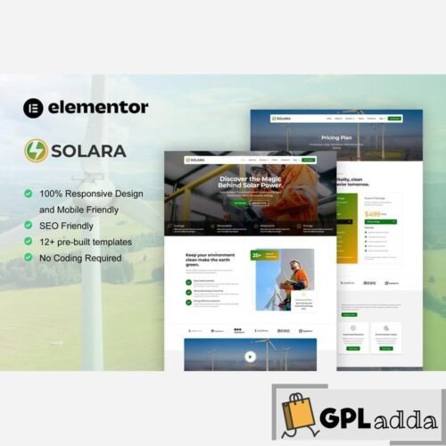 Solara - Solar Panel & Renewable Energy Elementor Template Kit