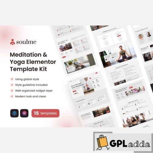 Soulme Yoga Meditation & Wellness Mindfulness Elementor Template Kit