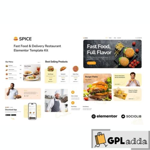 Spice - Fast Food & Delivery Restaurant Elementor Template Kit