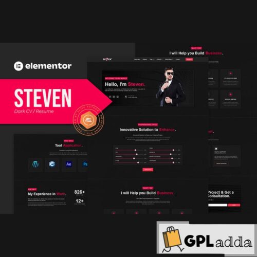 Steven - Dark CV Portfolio Resume Elementor Template Kit