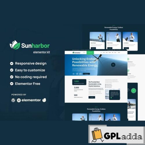 SunHarbor - Solar and Renewable Energy Elementor Template Kit