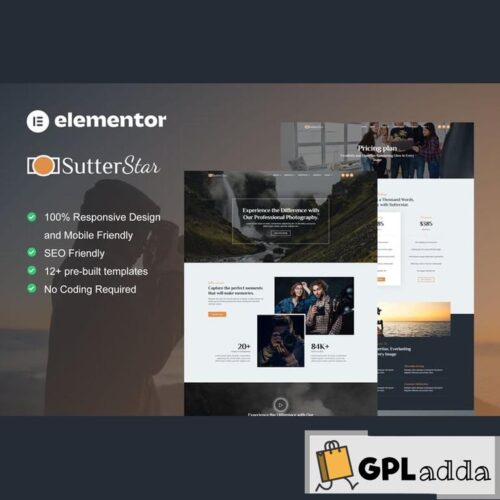 SutterStar - Photography Services & Portfolio Elementor Template Kit