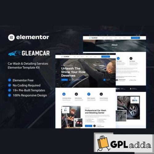 Gleamcar - Car Wash & Detailing Service Elementor Template Kit