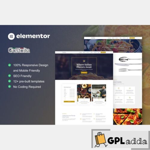Gustoita - Italian Restaurant Elementor Template Kit