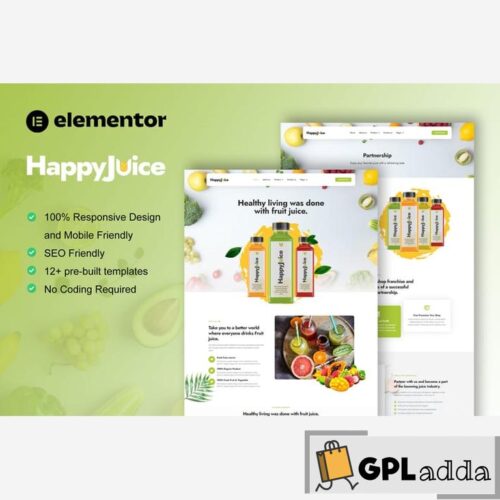 HappyJuice - Juice & Fresh Drink Elementor Pro Template Kit