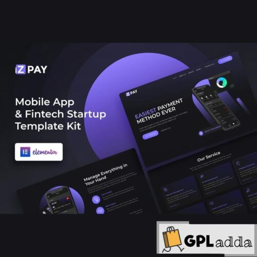 iZPAY - Mobile App & Fintech Startup Elementor Template Kit