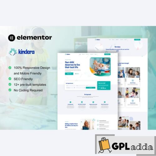 Kindera - Child Therapist & Psychologist Service Elementor Template Kit