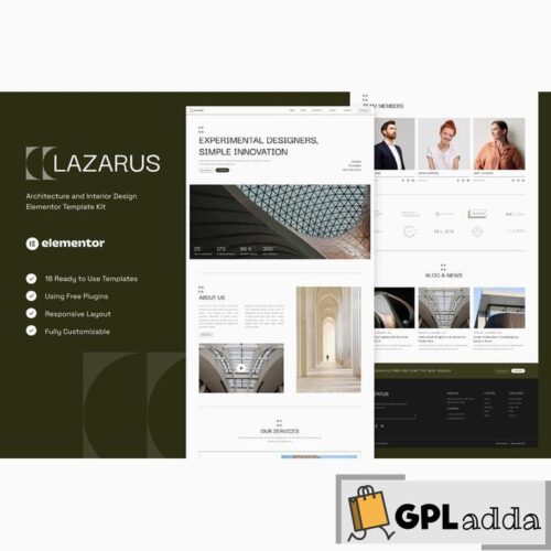 Lazarus - Architecture & Interior Design Elementor Template Kit