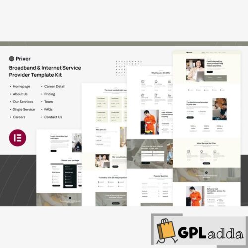 Priver - Broadband & Internet Service Provider Elementor Pro Template Kit