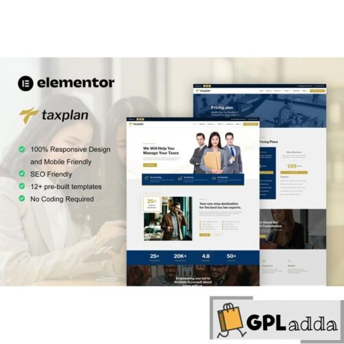 TaxPlan - Tax Advisor & Financial Consulting Elementor Pro Template Kit