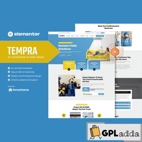 Tempra - Air Conditioner & HVAC Repair Elementor Template Kit