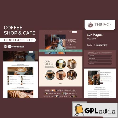 Thrivce - Coffee Shop & Cafe Elementor Template Kit