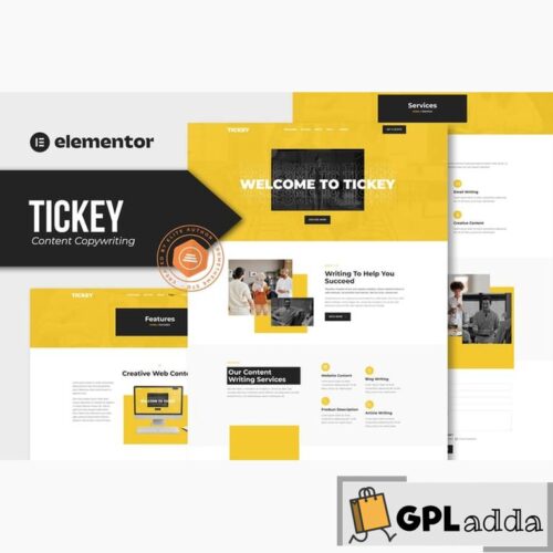 Tickey - Content Copywriting Services Elementor Template Kit