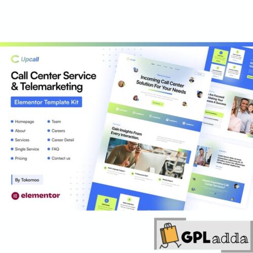 Upcall - Call Center Service & Telemarketing Elementor pro Template Kit