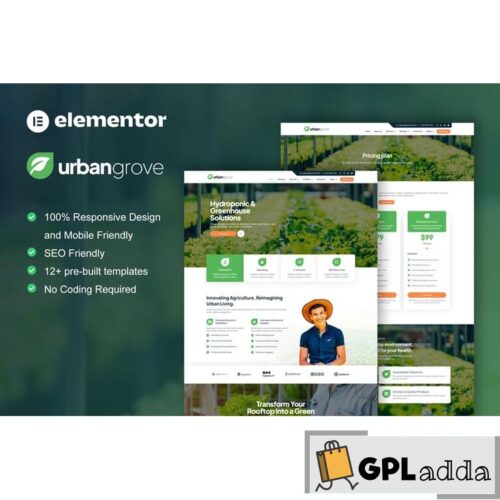 UrbanGrove - Hydroponic & Agriculture Elementor Template Kit