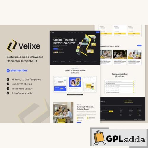 Velixe - Software & Apps Showcase Elementor Template Kit