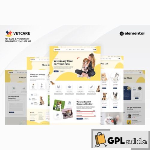 Vetcare - Pet Care & Veterinary Elementor Pro Template Kit