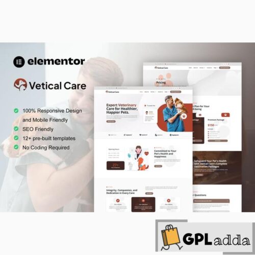 VeticalCare - Veterinary & Pet Care Elementor Pro Template Kit