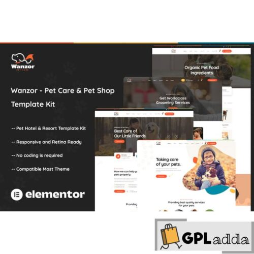 Wanzor - Pet Care & Pet Shop Elementor Pro Template Kit