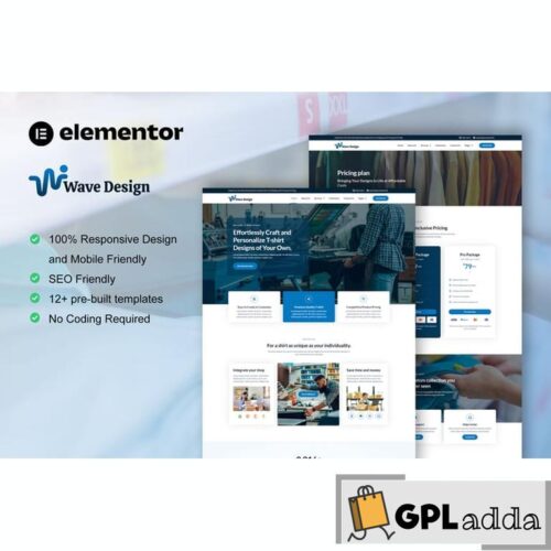 WaveDesign - T Shirt Design & Printing Service Elementor Pro Template Kit