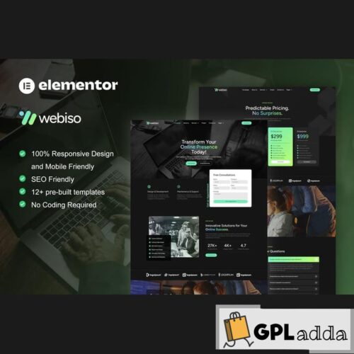 Webiso - Dark Digital Agency Elementor Template Kit