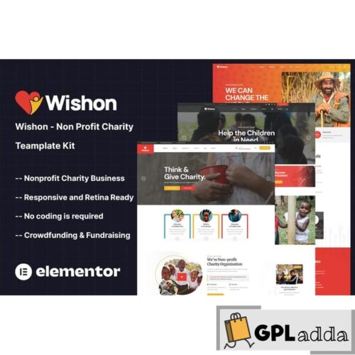 Wishon - Non Profit Charity Elementor Template Kit